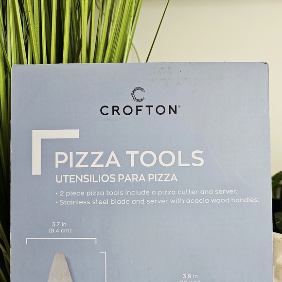 Stainless Steel Blade & Server 2 Piece Set Pizza Tools Acacia Wood Handles, NEW - Picture 3 of 9